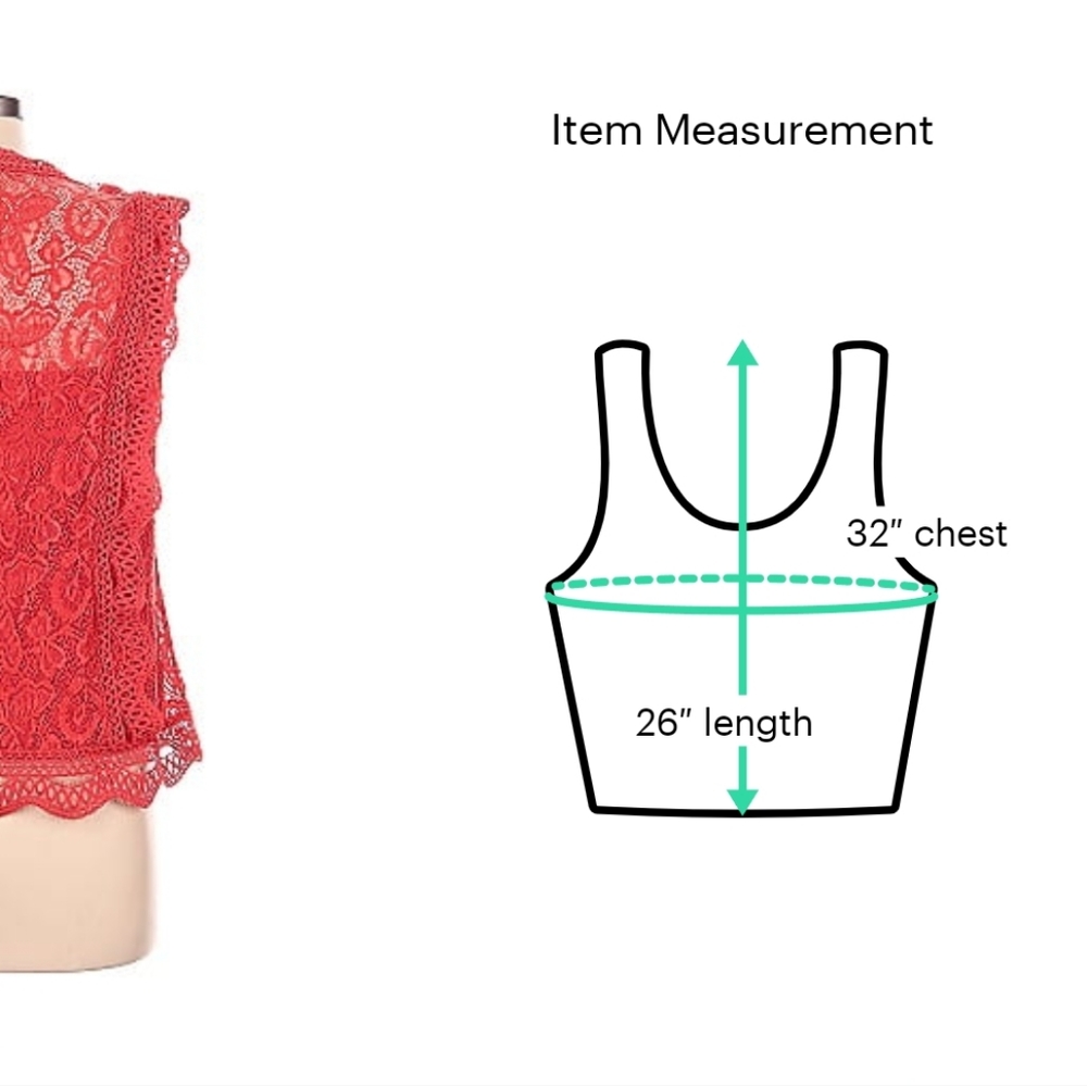 Adiva Women's Red Lace Blouse Sleeveless, Size L - Picture 3 of 3